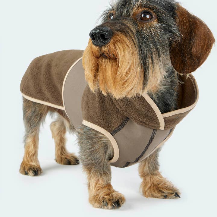 ​​Leopold's Finest for dogs - Vendita all'ingrosso Cappotto - Cani - Cappotto per cani in pile marrone0