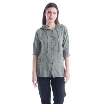 6193 Sage Vera May Italian Linen Top for wholesale by VeraMay