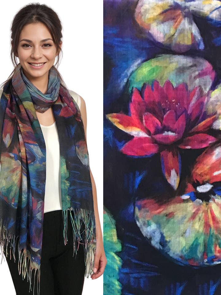 3906 - Sciarpe Design Artistico Effetto Cotone per la vendita all'ingrosso da parte di The Magic Scarf Company