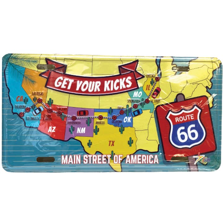 Placa de matrícula en relieve de aluminio "Ruta 66" Tamaño: 15 cm x 30 cm para venta al por mayor de 7 Star