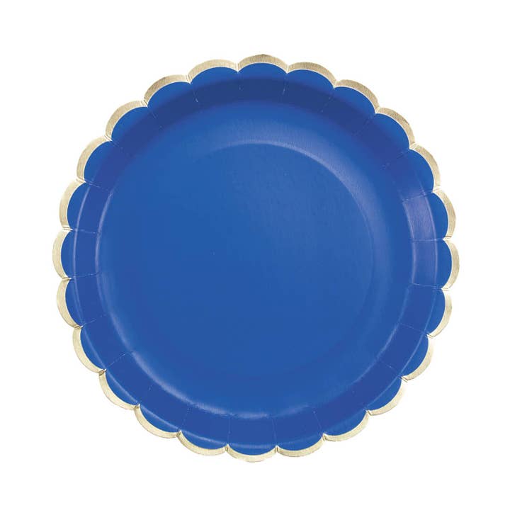 Tim&Puce Factory - Vendita all'ingrosso Piatti monouso - PIATTI SMERLATI 23 CM MAJORELLE BLU E ORO X 8