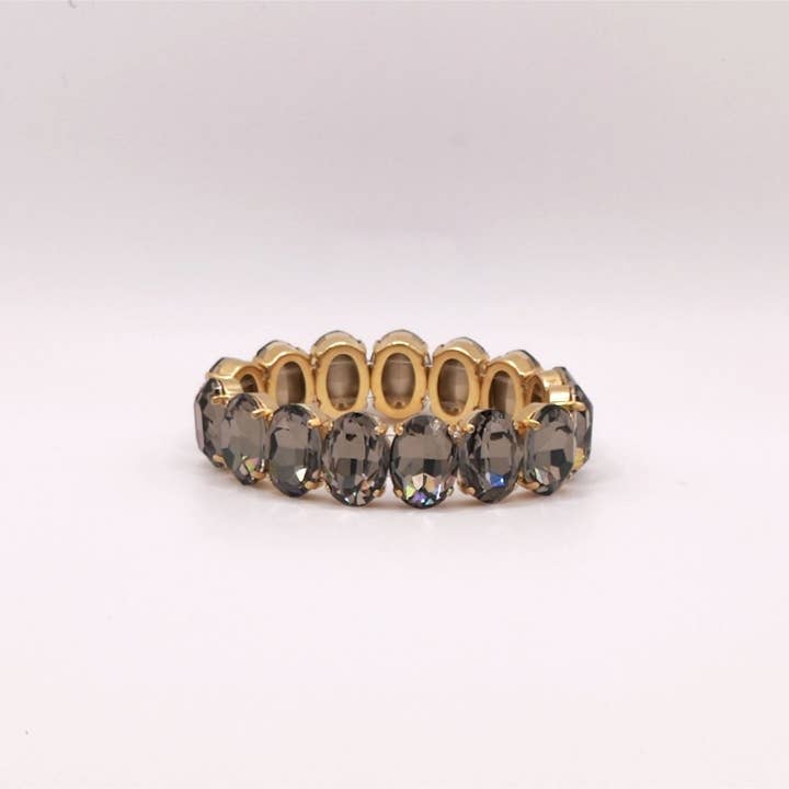 Elastische Lux-Armbänder mit ovalen Steinen - Black Diamond Ovp für den Großhandel von QUÉ MÁS JEWELS