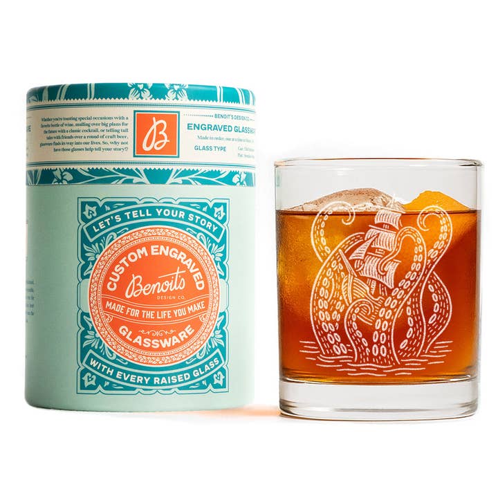 Benoit's Design Co. - Wholesale Cocktail/Liquor Glass - Kraken Octopus Drinking Glasses2