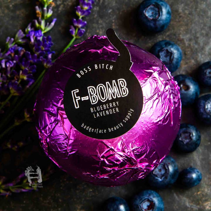 Badgerface Beauty Supply - Wholesale Bath Bomb/Fizz - Natural Blueberry Lavender Funny Bath Bomb Gift.