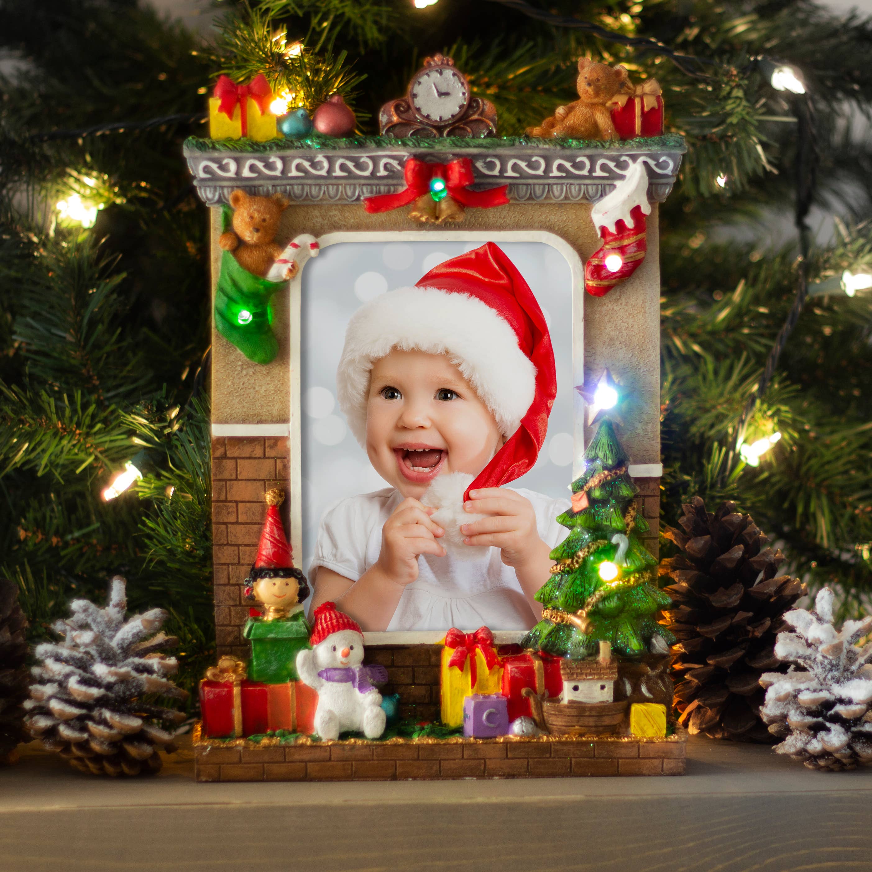 Neil Enterprises - Wholesale Picture Frame - Light Up Christmas Morning Resin Picture Frame3