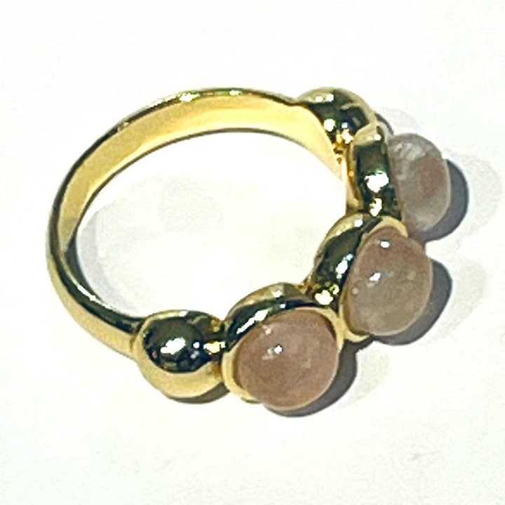 Rose Quartzo - Whisper Triple Gem Anel por atacado de Carla Dieterich