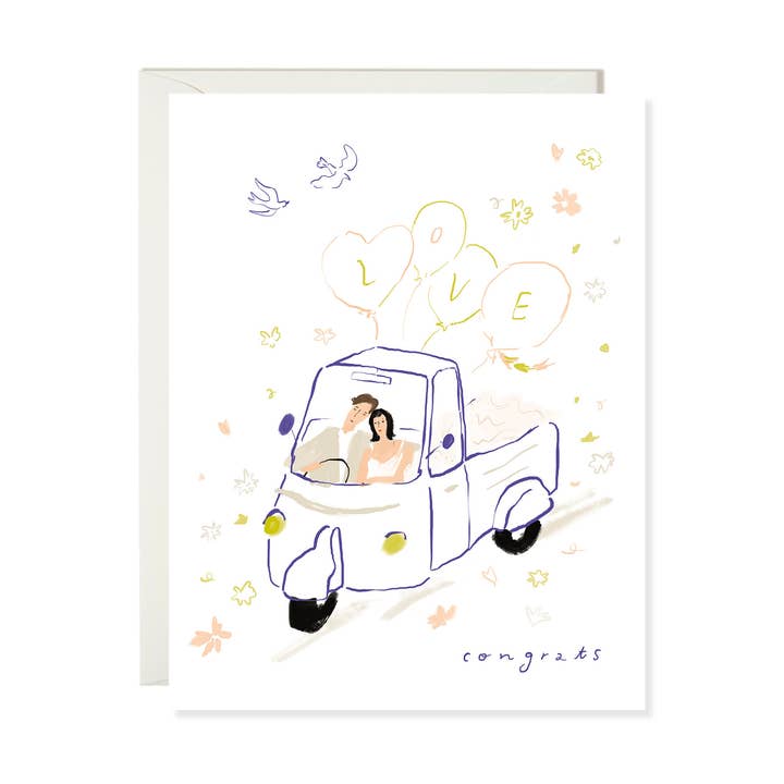 Karen Schipper - Wholesale Wedding card - Wedding Calessino - Classic Just Married Card 0