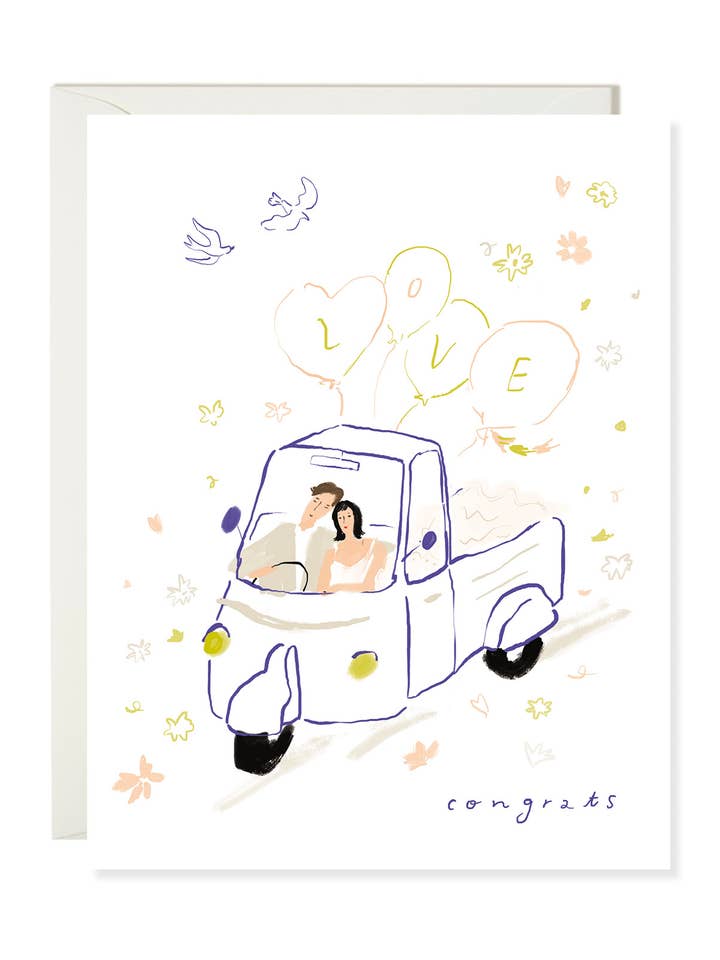 Wedding Calessino - Classic Just Married Card for wholesale by Karen Schipper