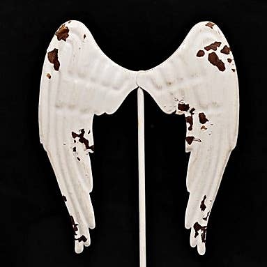 Impressive Enterprises, Inc. - Wholesale Christmas Decoration - M30120- Vintage Metal Stand-White Wings-12"Hx6"W1