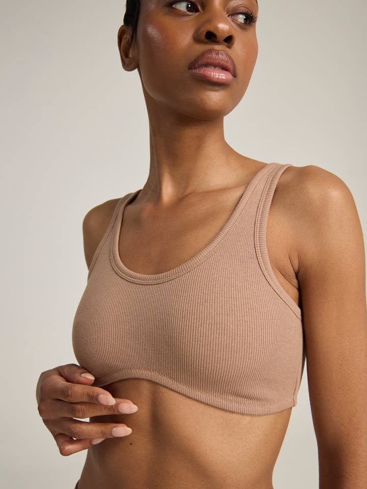 The Organic Cotton Dip Front Bralette - Mocha for wholesale by Nudea