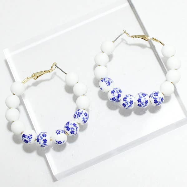 SOPHIA WHOLESALE - Wholesale Hoop Earrings - Porcelain ceramic bead hoop earring