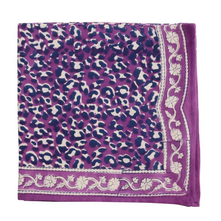 Foulard Indien - Leopard Violine pour la vente par Bonheur du Jour