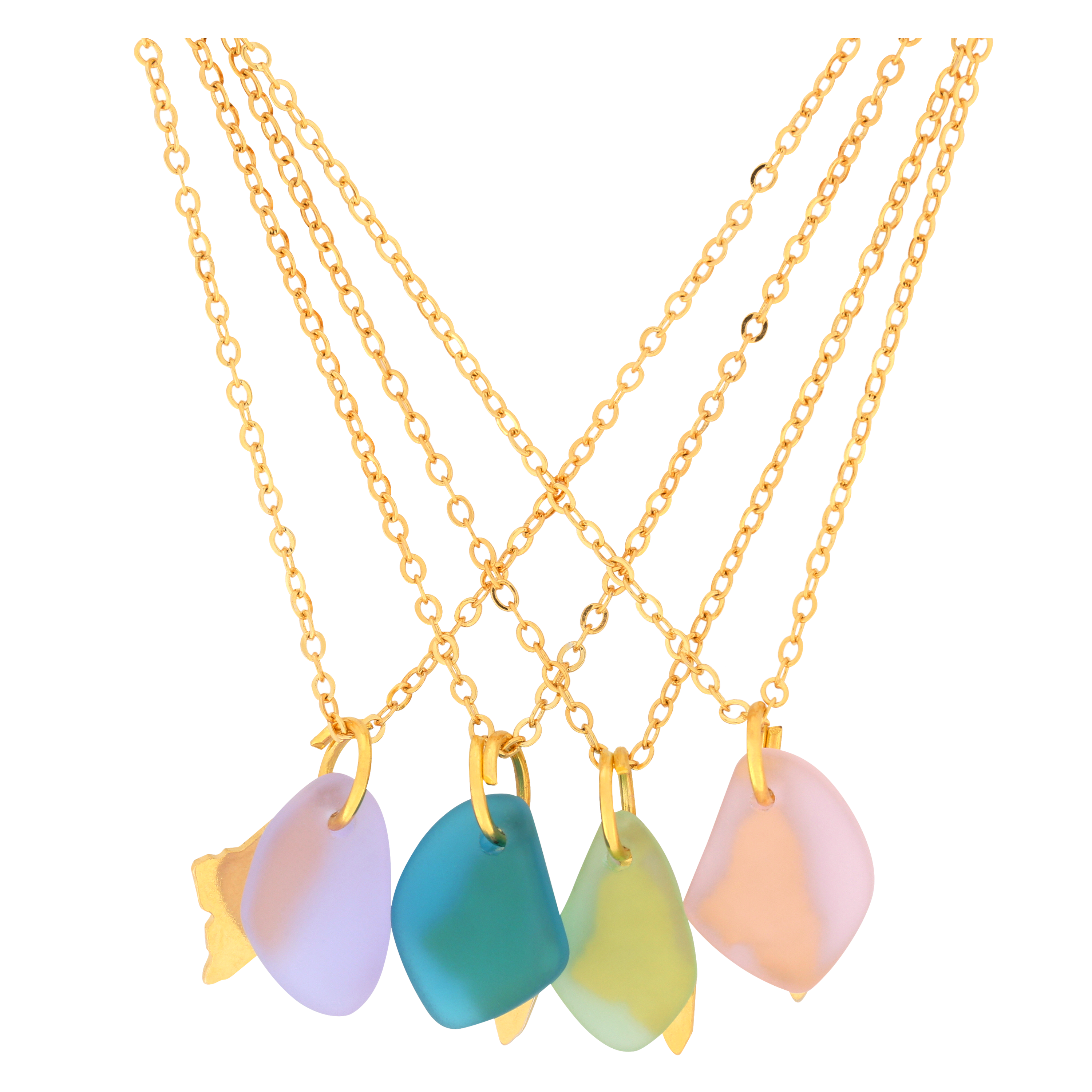 Liv Free Designs - Vente Colliers à pendentif - Collier en verre doré de la mer du Maine5