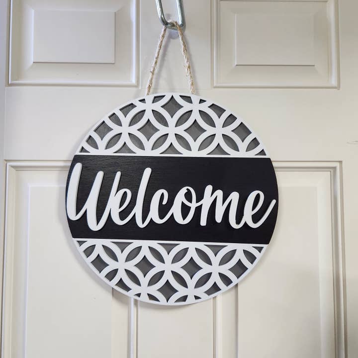 Welcome door sign for wholesale by Blue Bourbon Designs