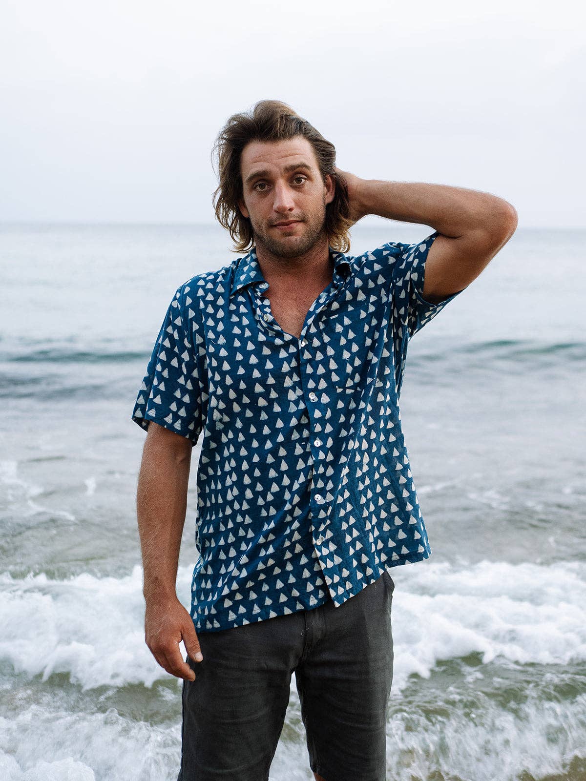 Guava Lane - Wholesale Button Down Shirt - Men's - Mens Short Sleeve Button Down - Indigo Delta