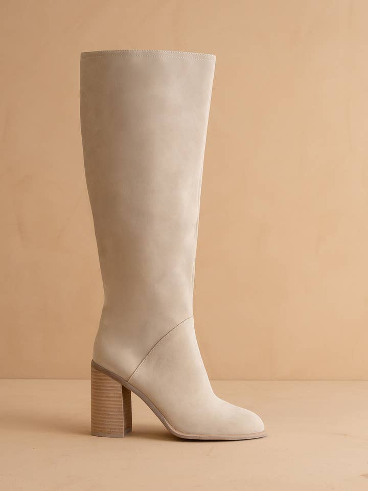 The Shiloh Light Grey | Knee High Block Heel Boot for wholesale on Faire