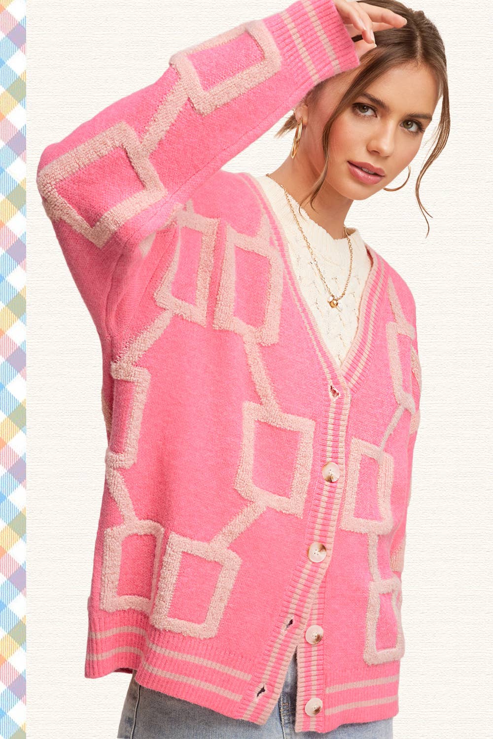 La Miel - Wholesale Cardigan - Women's - HCC2177-Loose Fit Drop Shoulder Cozy Knit Cardigan5