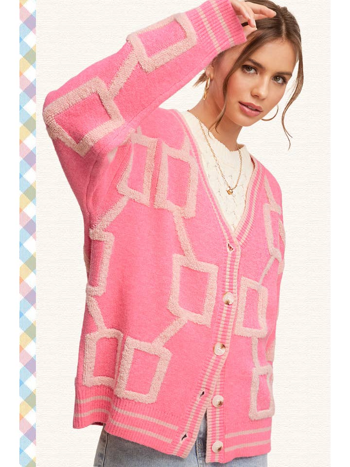 La Miel - Wholesale Cardigan - Women's - HCC2177-Loose Fit Drop Shoulder Cozy Knit Cardigan5