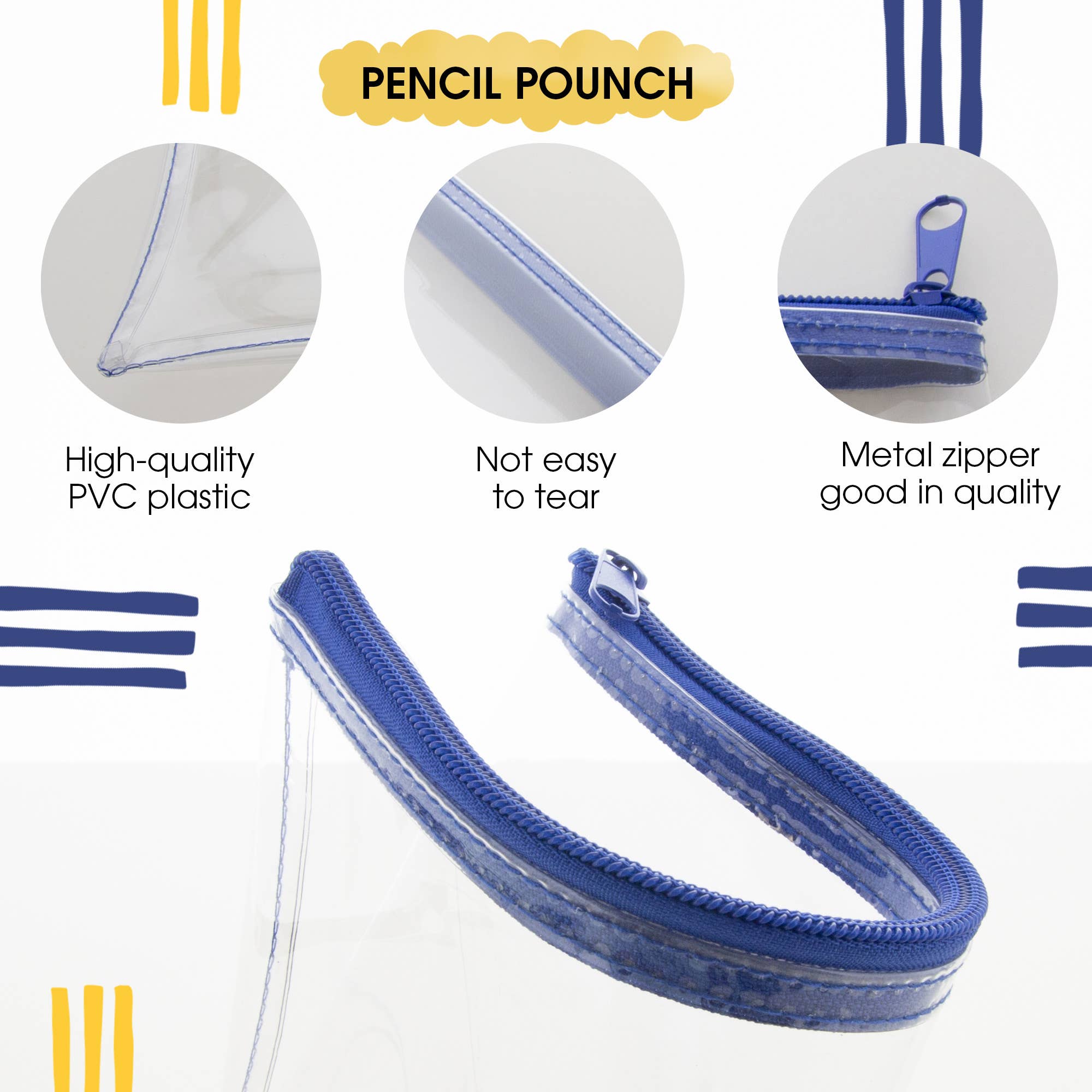 BAZIC Products - Wholesale Pencil Case/Pouch - Pencil Pouch Clear 11" x 5"4
