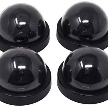 Mandala Crafts - Wholesale Outdoor Sign - Mandala Crafts 4 Dummy Fake Security Dome Cameras with Flashing Red LED Light CCTV Alert Warning Sticker Decal Signs1