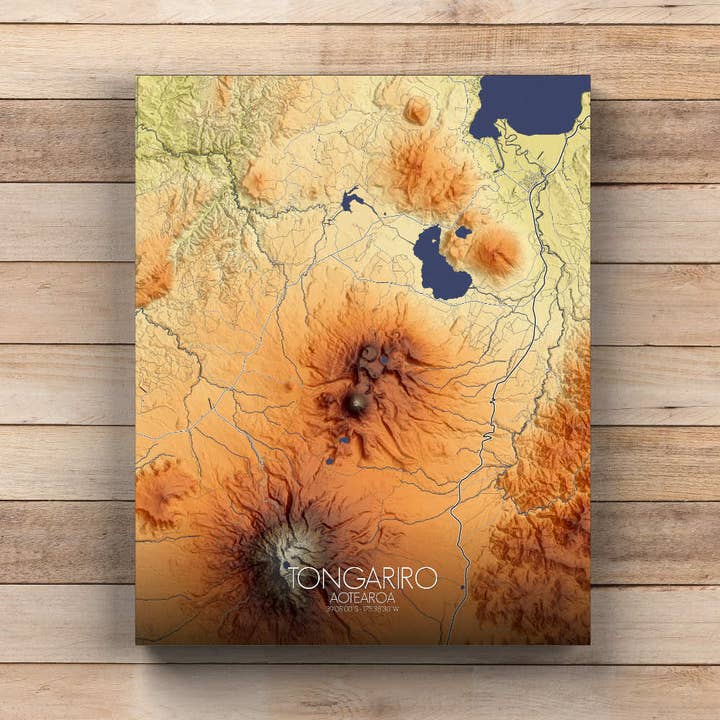 Poster von Tongariro | Höhenkarte für den Großhandel von mapospheres