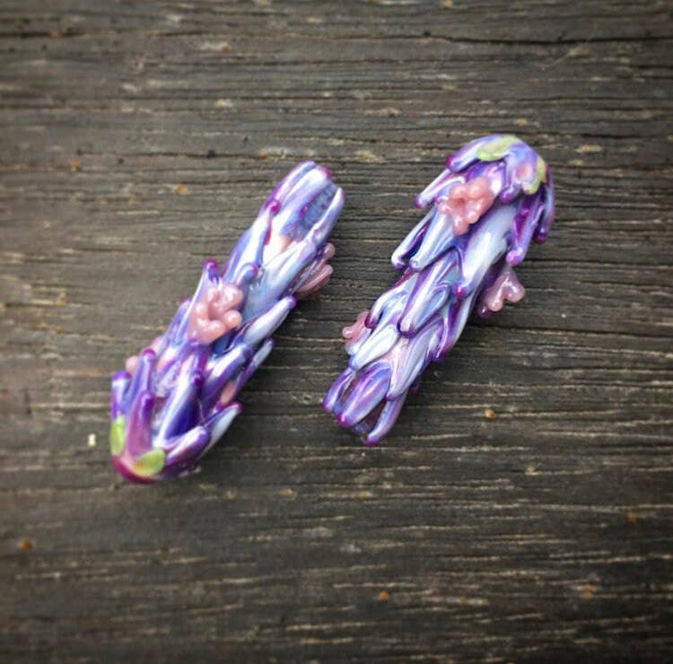 Lavender Beads - Wholesale Pendant/Charm Necklace - Blooming Lavender Pendant Handcrafted Botanical Glass7