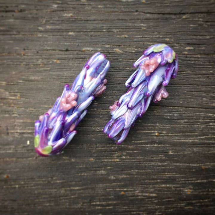 Lavender Beads - Wholesale Pendant/Charm Necklace - Blooming Lavender Pendant Handcrafted Botanical Glass7