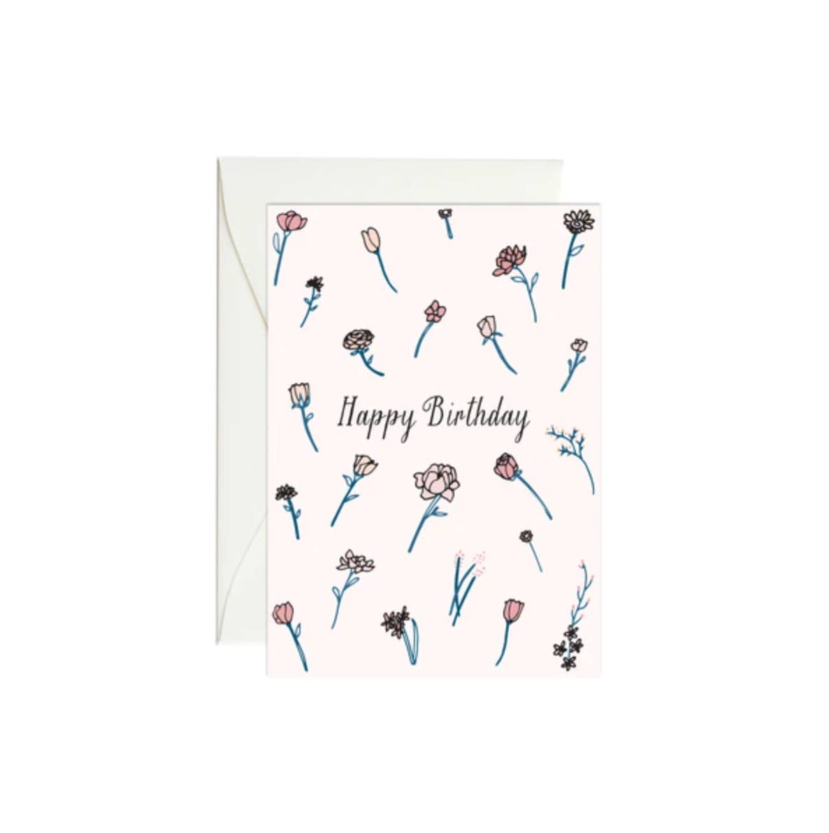 Paula & Waffle - Wholesale Birthday Card - Birthday Flowers Mini Enclosure Card