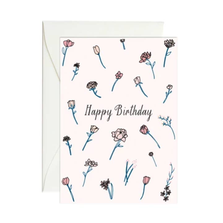 Paula & Waffle - Wholesale Birthday Card - Birthday Flowers Mini Enclosure Card0