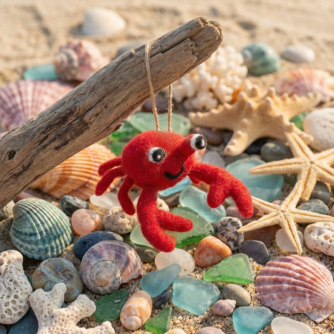 Felt So Good – wholesale Ornament – Handmade Felt Hanging Sebastian Crab Biodegradable Felt
