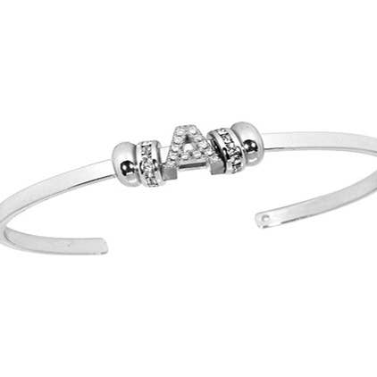 Silver Open Bangle Bracelet for P940 (Mini Birthstone Rings)-Silver for wholesale on Faire0