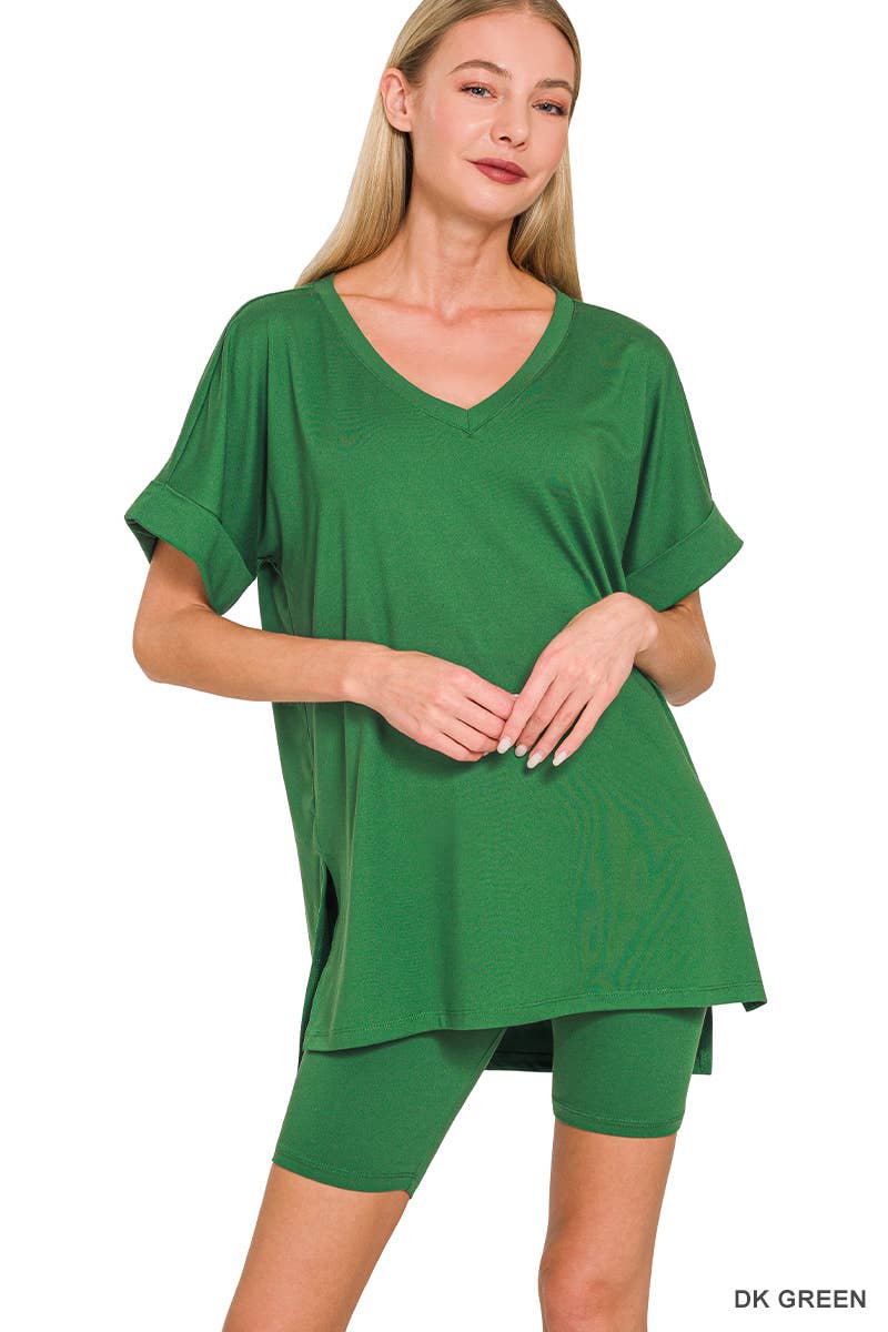 Vanilla Monkey - Wholesale Top & Short Set (NOT Loungewear) - Women's - Brushed Dty Microfiber V-neck Top And Biker Shorts14