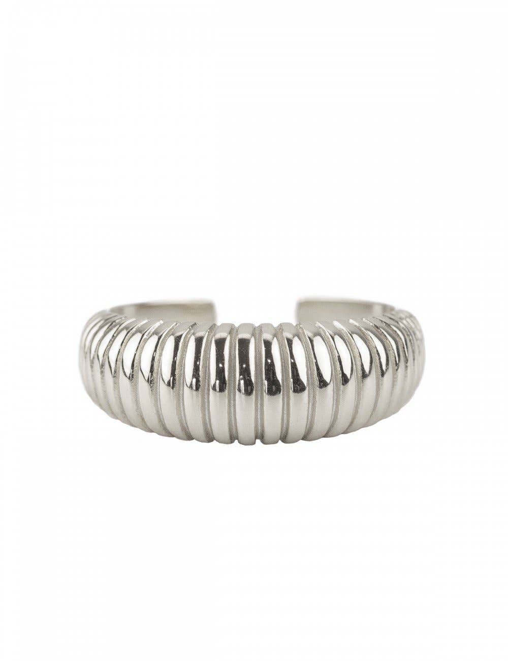 Trium Jewelry - Vendita all'ingrosso Anello midi/a fascia - Anello regolabile a cupola intrecciata placcato oro 18k in argento 9252