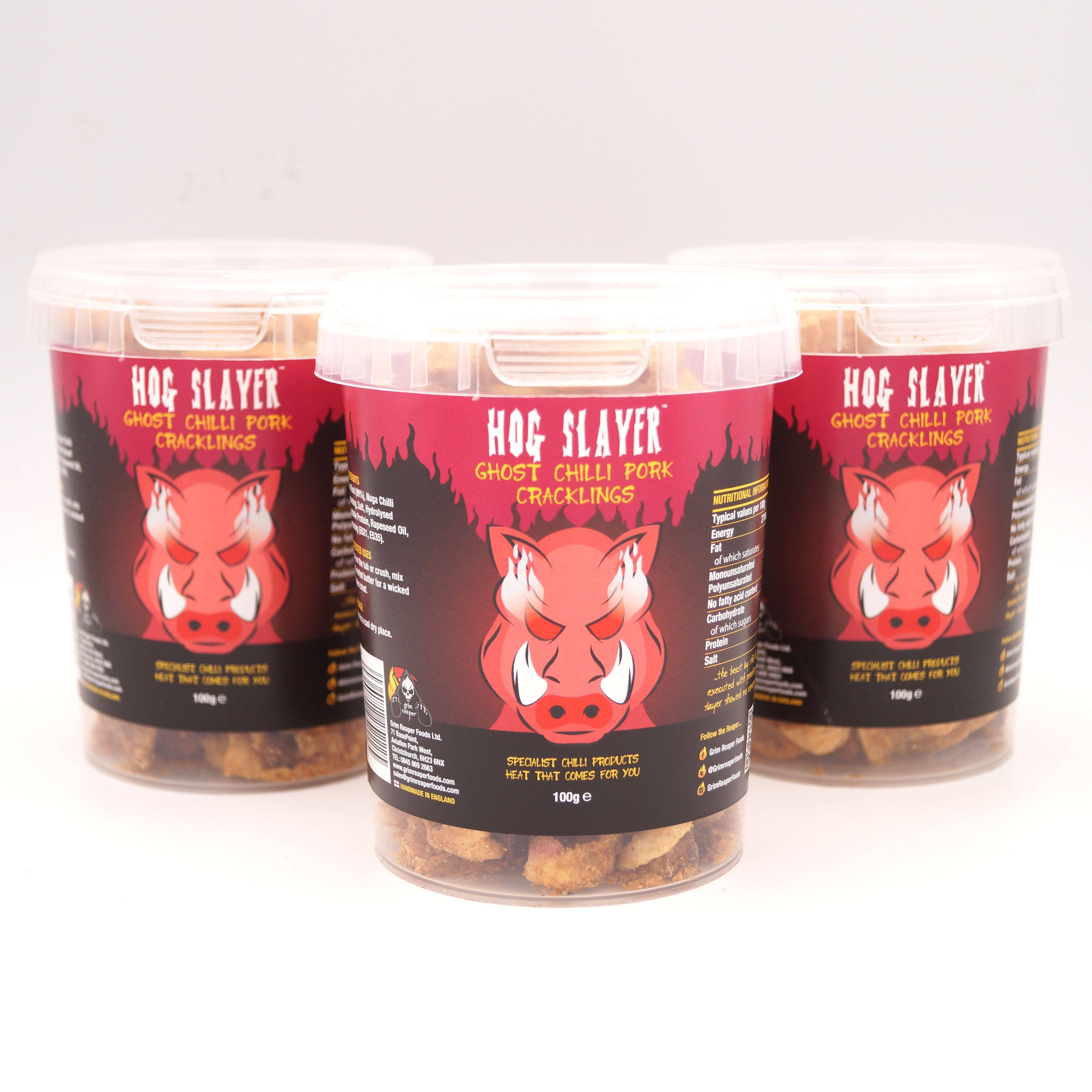 Dorset Chilli Shop – wholesale Puffed snack – Grim Reaper - Hogslayer - Ghost Chilli Pork Scratchings3