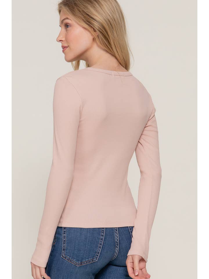 Active Basic | Active USA - Wholesale Knit Top - Women's - Long Sleeve Crew Knit Rib Tee