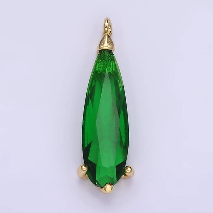 14K Guld Fylld 17mm Grön CZ Droppformad Berlock | C520 för wholesale av Aim Eternal