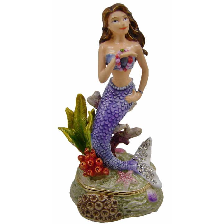 Jeweled "Mermaid Purple" Box 4 1/4" for wholesale by Sea Creations