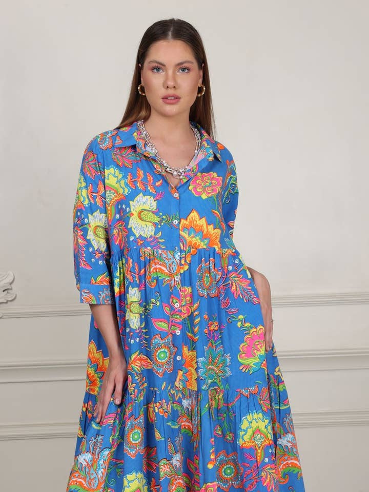 4051 Bold Floral Midi-Length Dress for wholesale by Avani Del Amour