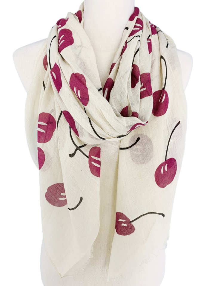 JC021275 Sjaal met kersen voor wholesale door JC Sunny Fashion