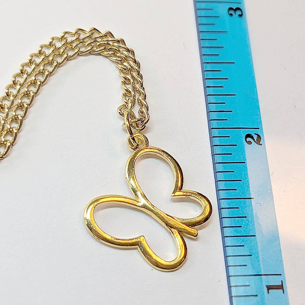 Stylish Jewelry Supply - Wholesale Halskettinghanger - Kleine opengewerkte vlinder ketting van goud1