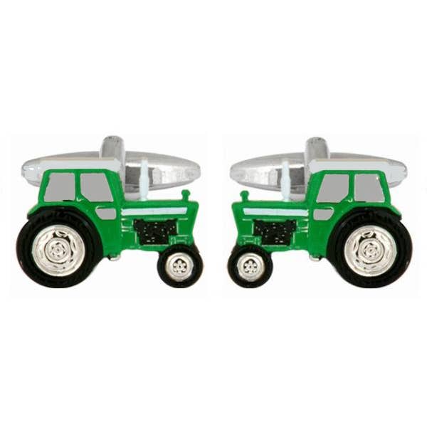 Dalaco - incorporating David Aster - Wholesale Cufflinks - Green Tractor Rhodium Plated Cufflinks