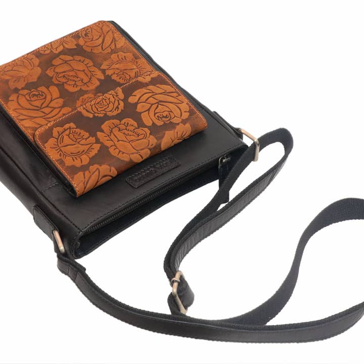 Alta Quero - Wholesale Crossbody Bag - Women's - Embossed Genuine Leather Crossbody Bags (2-Pack)–Floral+Leaf9