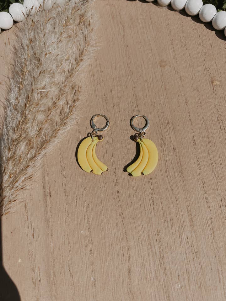 Banana Dangle Earrings, Fruit Earrings, Boho Earrings for wholesale by Sunflower Blossoms Boutique