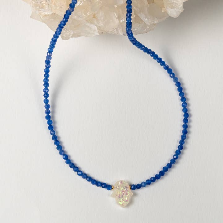Blue Hamsa Petite Choker for wholesale by Be the Light Malas