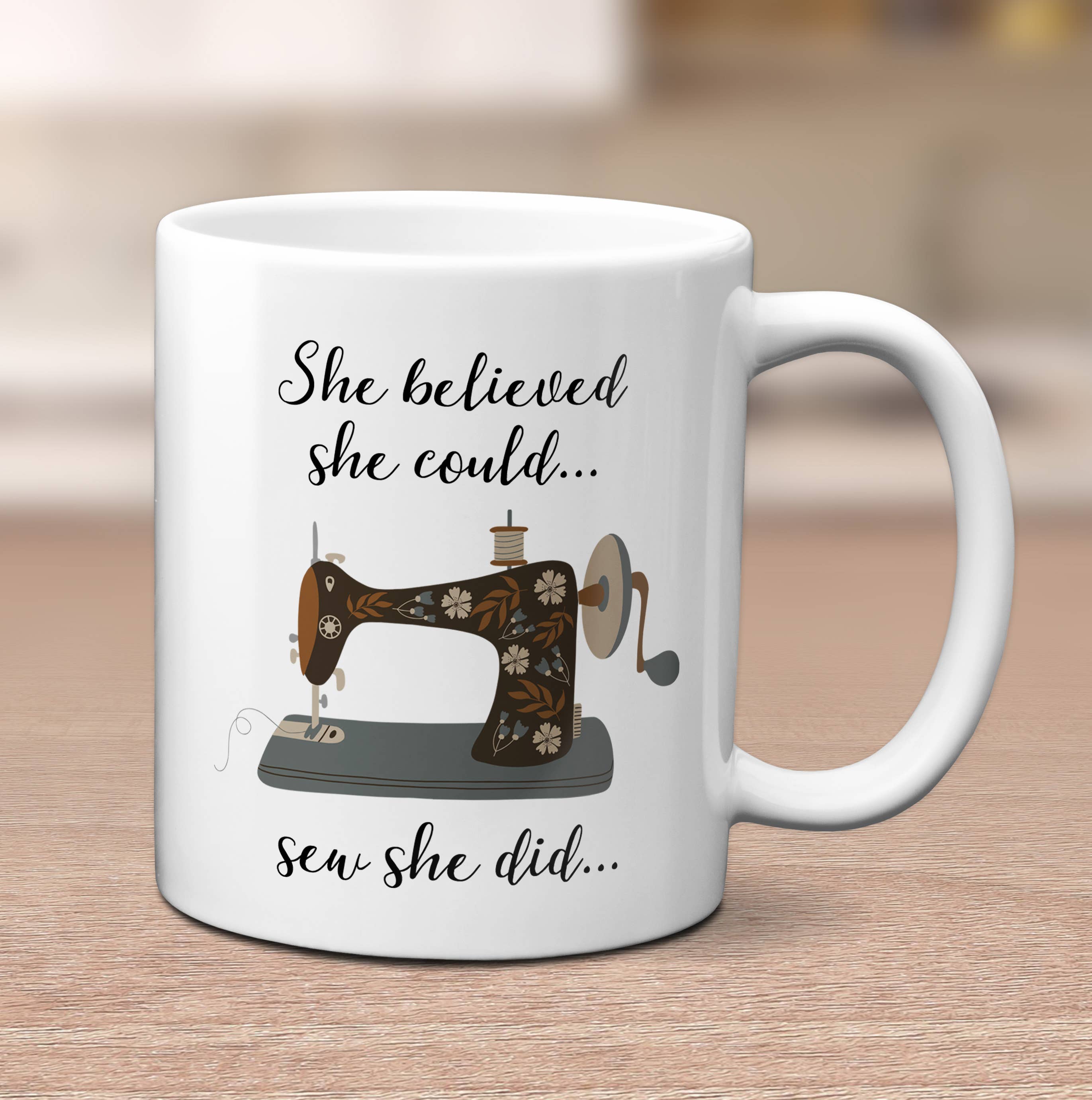 She Believed She Could Sew | Sewing Machine Mug for wholesale by EllieBeanPrints