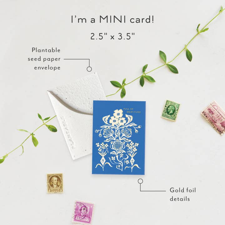 Flower Bouquet Sprout - Thank You Mini Greet 2.5 x 3.5 for wholesale by Seedlings