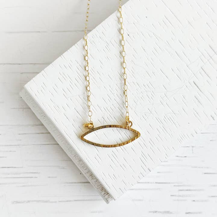 Marquise Pendant Charm Necklace in 14k Gold Filled Chain for wholesale by Rustic Gem Jewelry