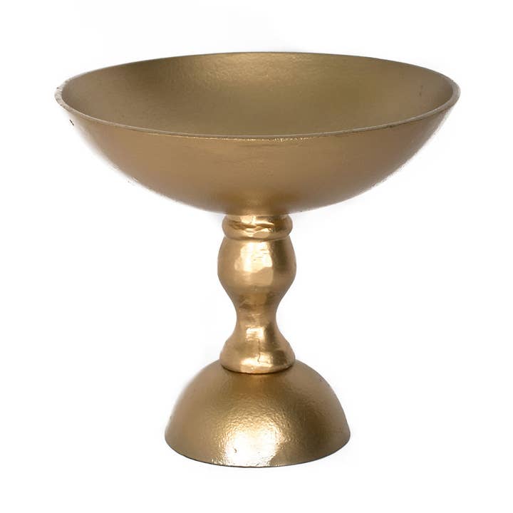 Gold Aluminum Pedestal Bowl (9"x8.5") for wholesale by S.N.K. Home Decor