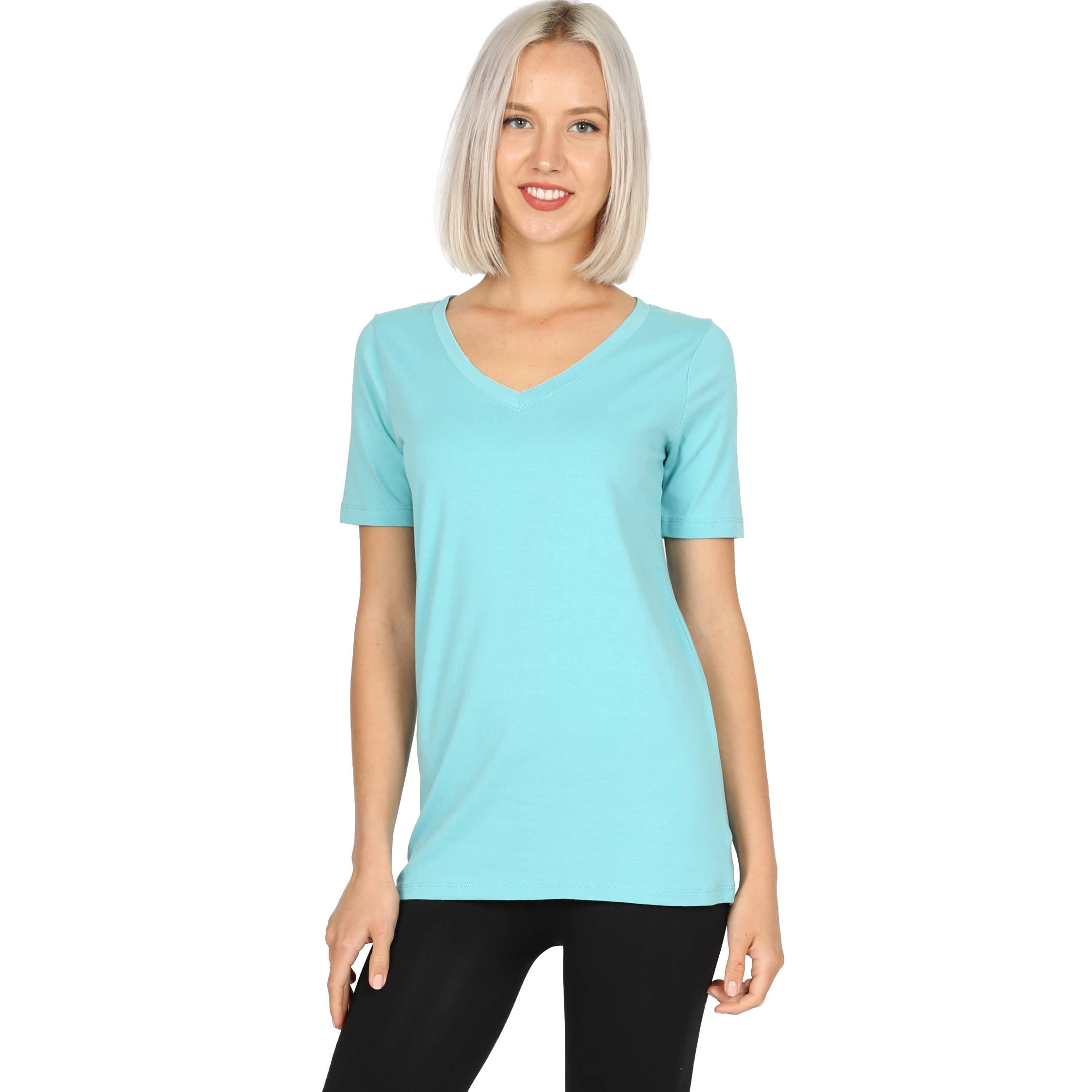 42POPS - Wholesale T-shirt (Zonder tekening) - Dames - Katoenen T-shirt met V-hals en korte mouwen15