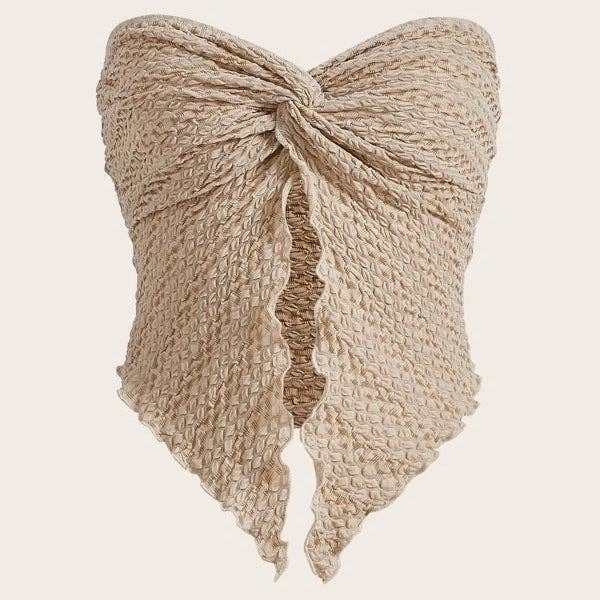KK Bloom - Wholesale Blouse - Women's - Fashion Sexy Pleated Twist Tube Top Backless Top